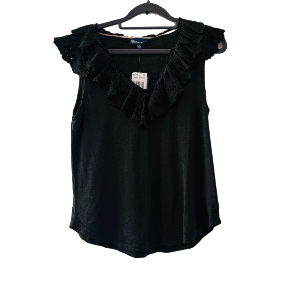 Democracy Women's Black Sleeveless Top with Lace Trim
